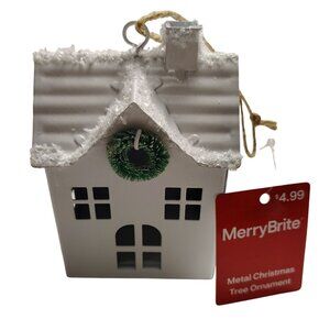 MerryBrite 4 inch White Metal Farmhouse Christmas Tree Ornament